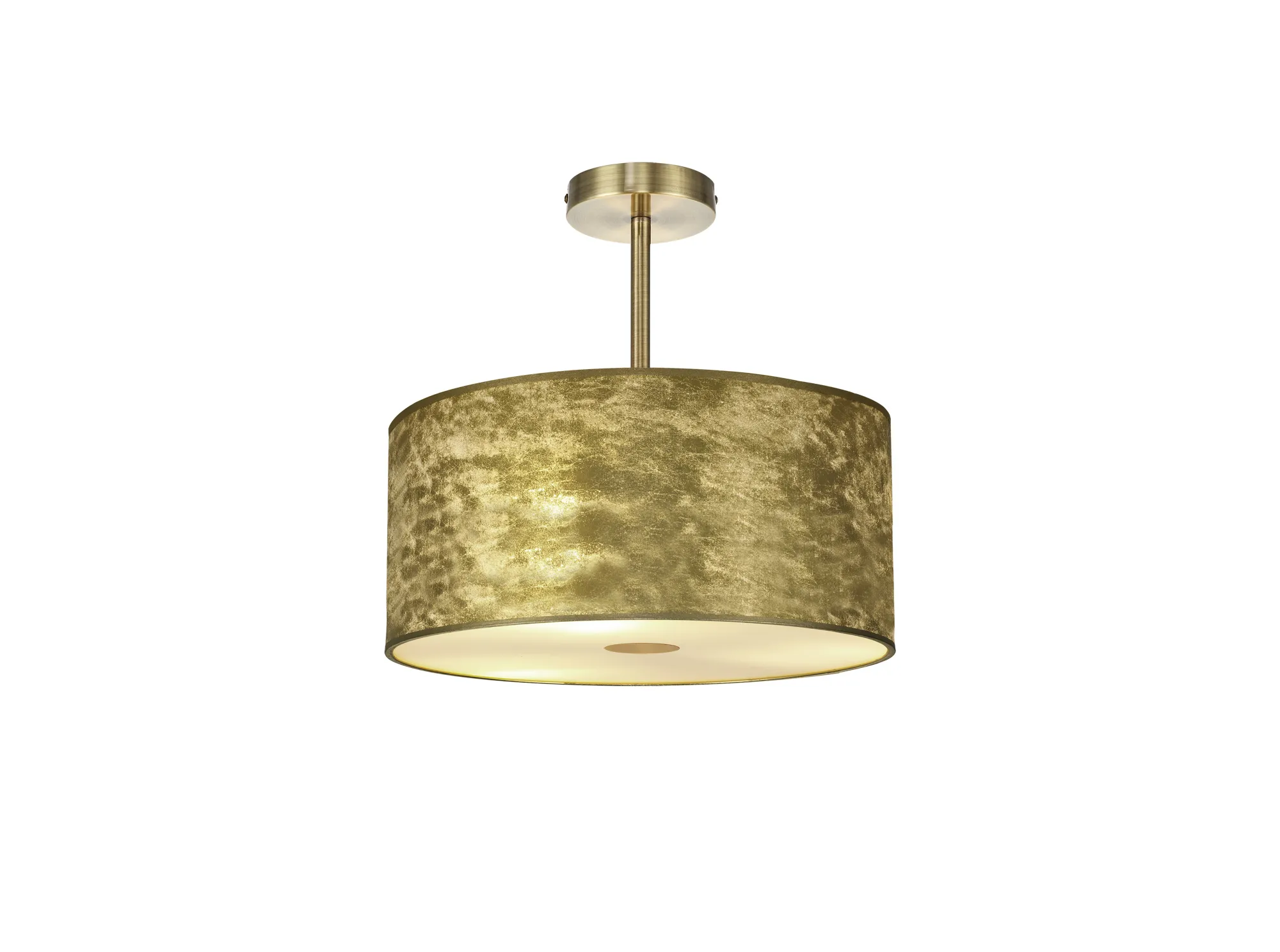 DK0825  Baymont 40cm Semi Flush 1 Light Antique Brass; Gold Leaf; Frosted Diffuser